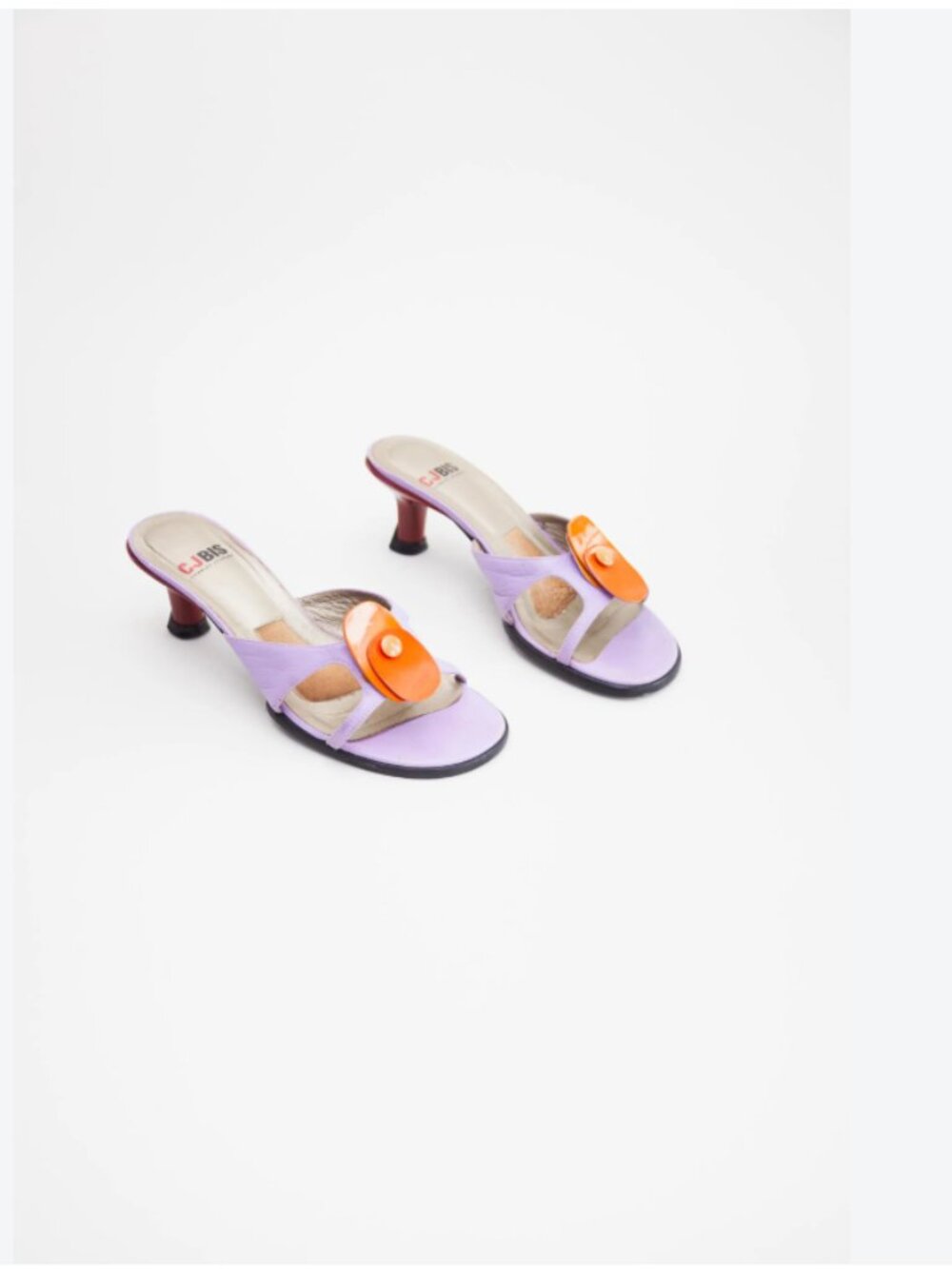 90s Vintage Charles Jourdan‎ Mules Sandals Floral Flower Kitten Heel Y2K 37 7